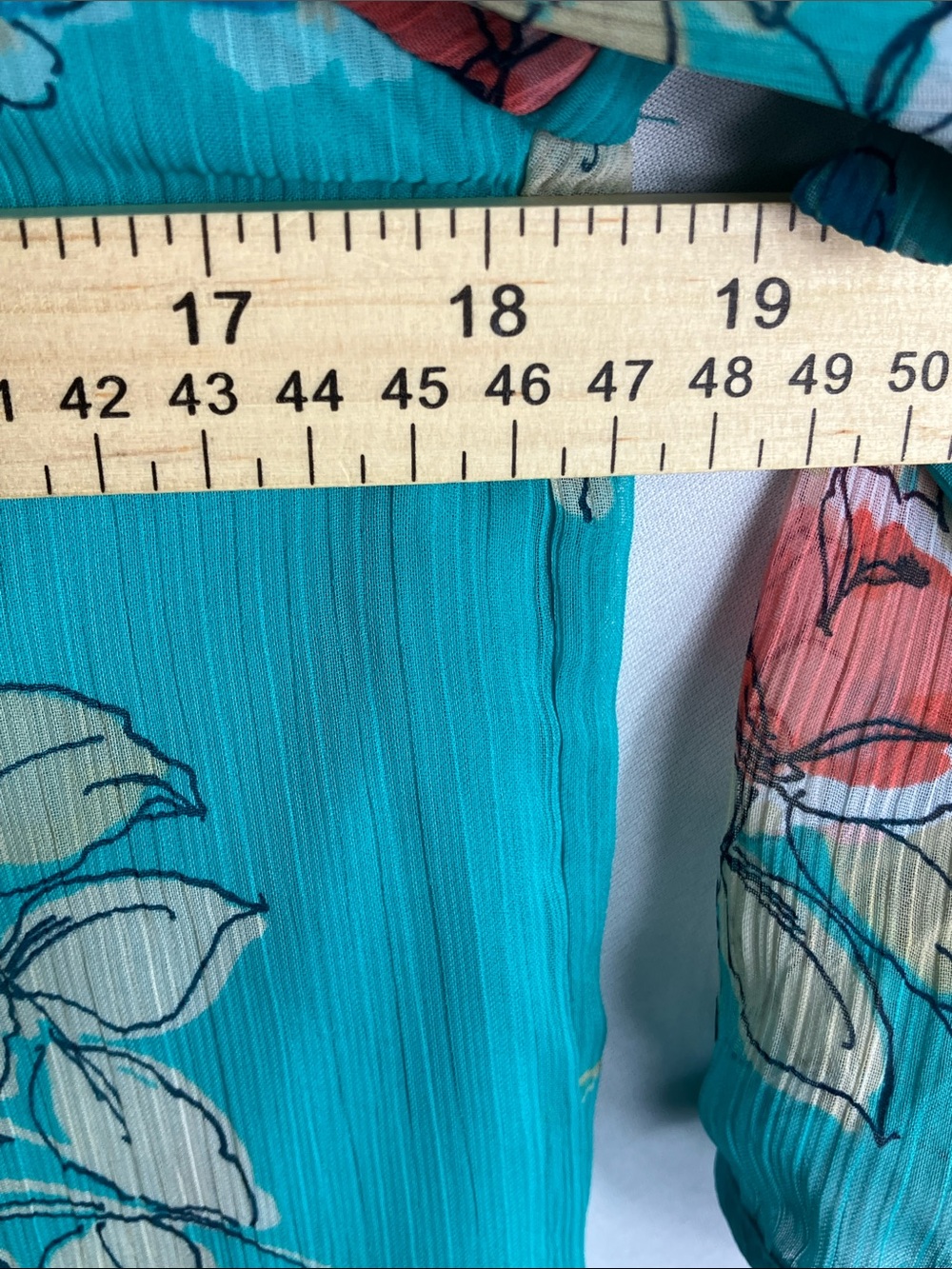 St. John's Bay Teal Floral Scoop-Neck Blouse - Picture 5 of 10